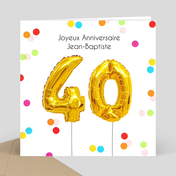 Carte anniversaire adulte Party 40