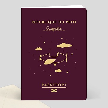 Faire part Naissance Passeport