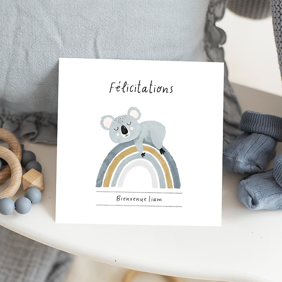 Carte félicitations naissance Koala
