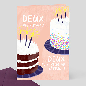 Invitation anniversaire Double Gâteaux