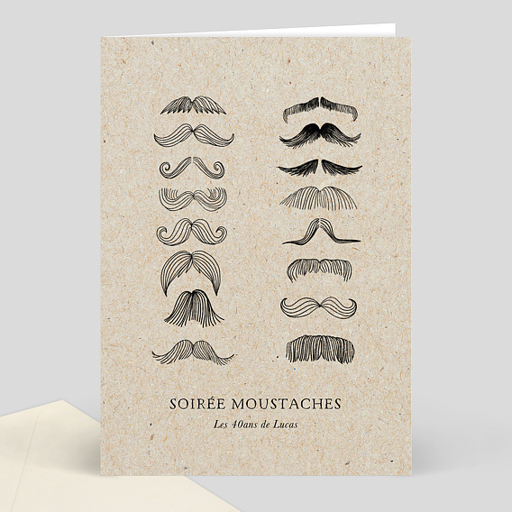 Invitation anniversaire Soirée Moustache