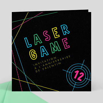 Invitation Anniversaire Enfant Laser Game Coloré
