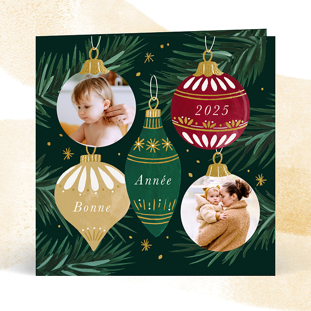 Carte de Voeux Boules de Noël
