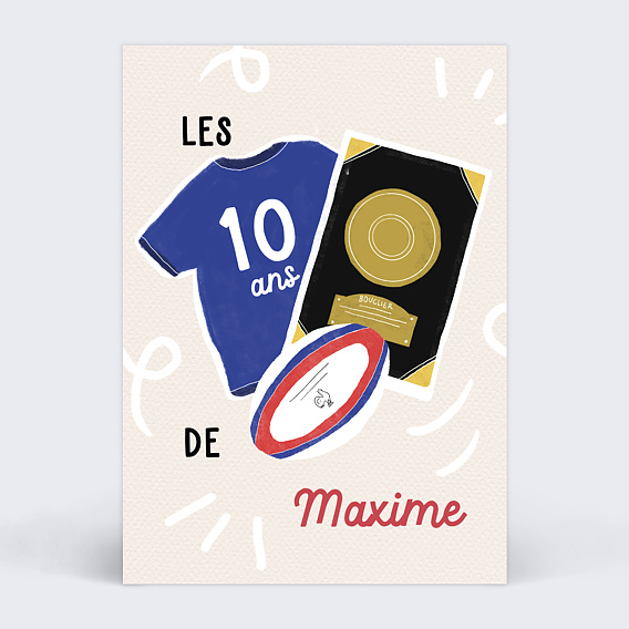Invitation anniversaire enfant Champion Rugby