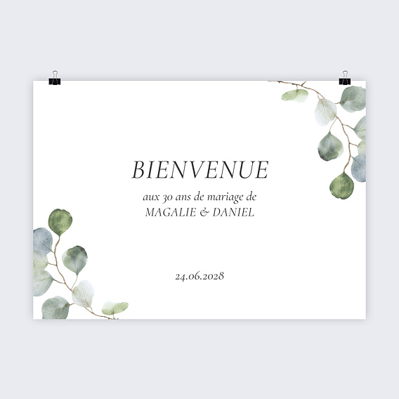 Affiche Anniversaire Couronne eucalyptus