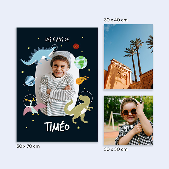 Affiche Anniversaire Dinosaures dans l’espace