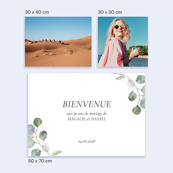 Affiche Anniversaire Couronne eucalyptus