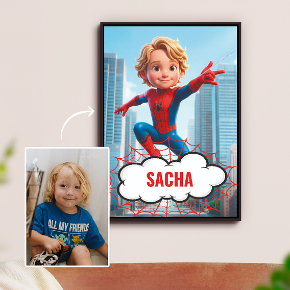 Affiche Anniversaire Portrait en super héros araignée