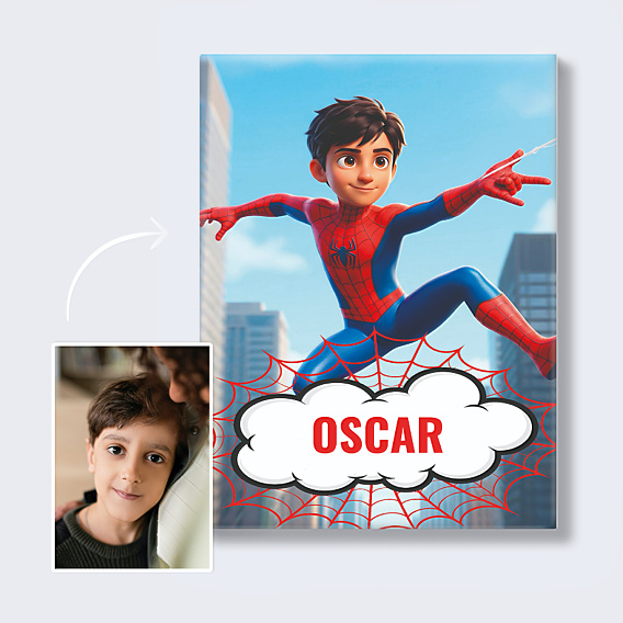 Affiche Anniversaire Portrait en super héros araignée