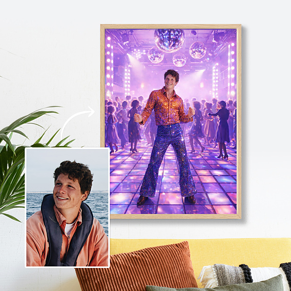 Affiche Anniversaire Portrait en danseur disco