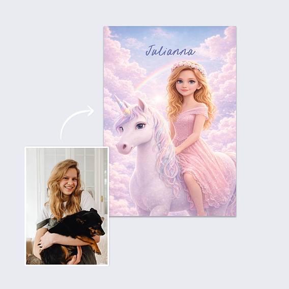 Affiche Anniversaire Portrait avec licorne