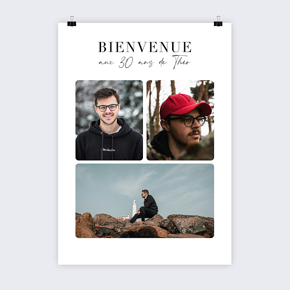 Affiche Anniversaire Trio photos