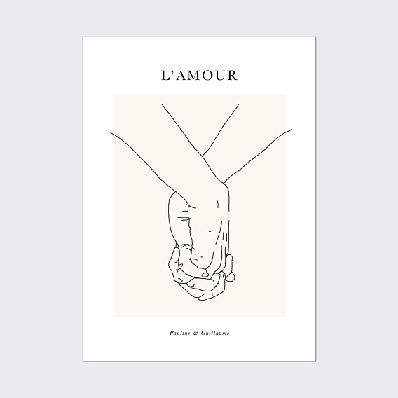 Poster famille Line Art Amour