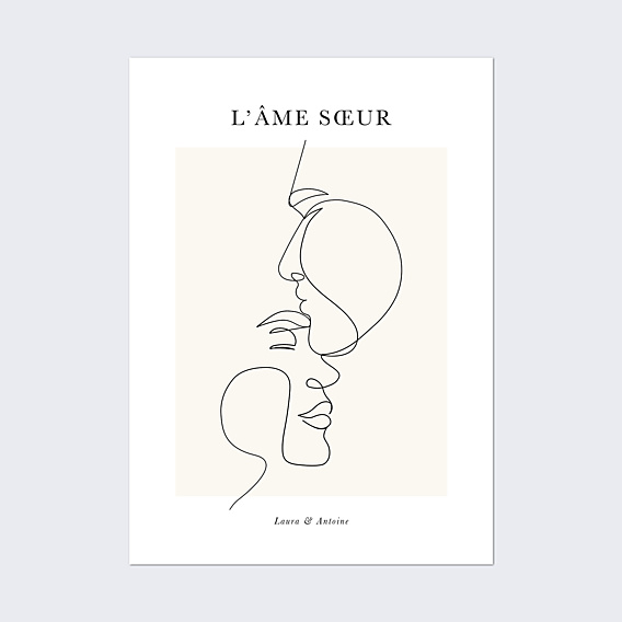 Poster famille Line Art Âme Soeur