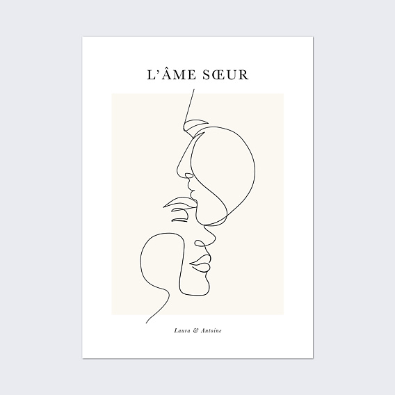 Poster famille Line Art Âme Soeur
