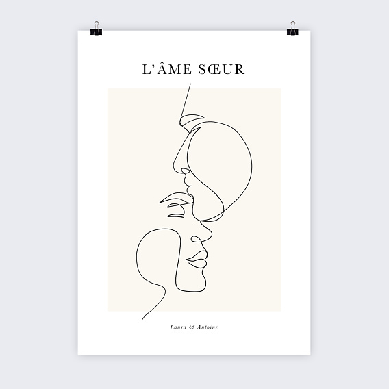 Affiche famille Line Art Âme Soeur Recto