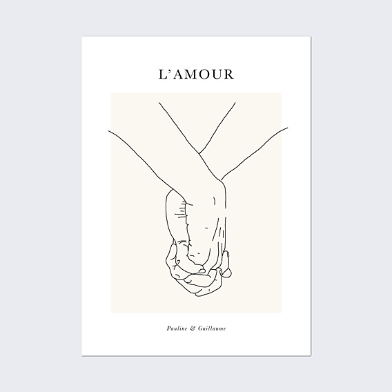 Affiche famille Line Art Amour