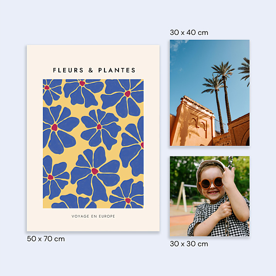 Poster famille Fleurs Rétro d'Europe