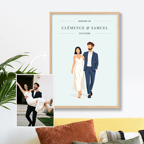 Affiche mariage Couple minimaliste aligné