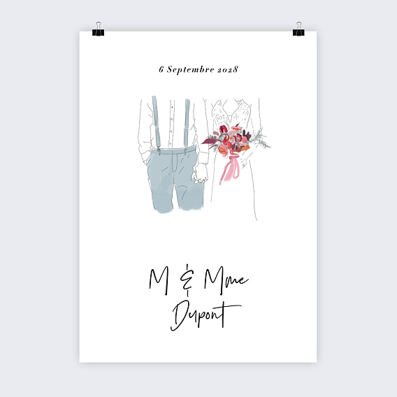 Affiche mariage Illustration Couple Bohème
