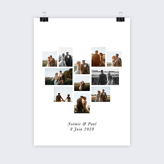 Affiche mariage Pêle-mêle Coeur
