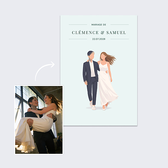 Affiche Mariage Couple minimaliste aligné