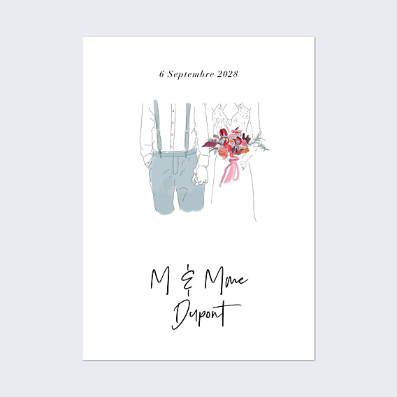 Affiche mariage Illustration Couple Bohème
