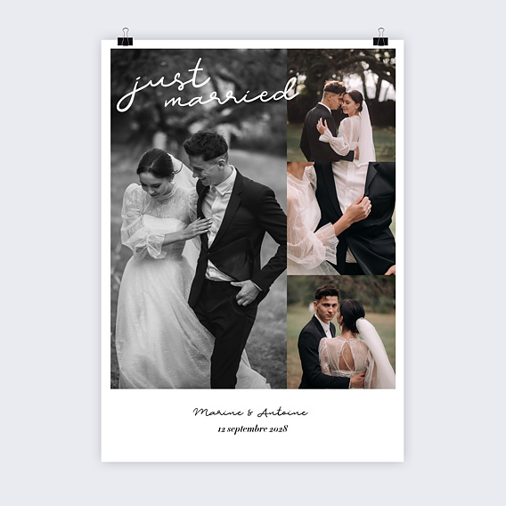 Affiche mariage Just Married Recto