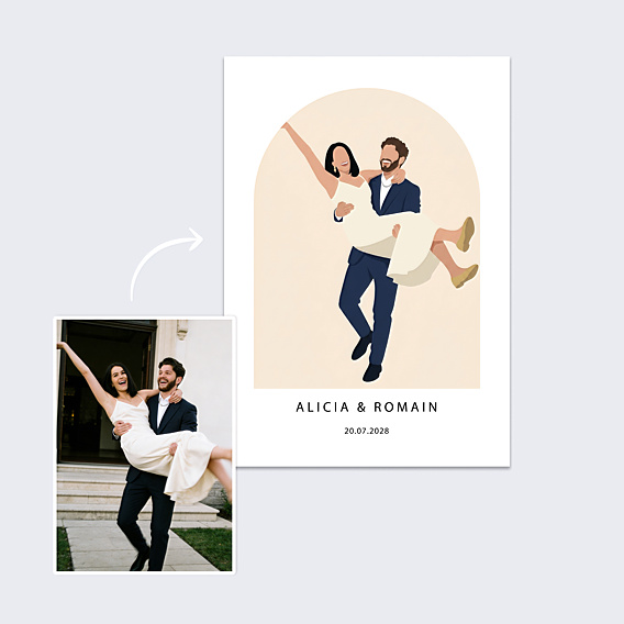 Affiche Mariage Couple en illustration minimaliste