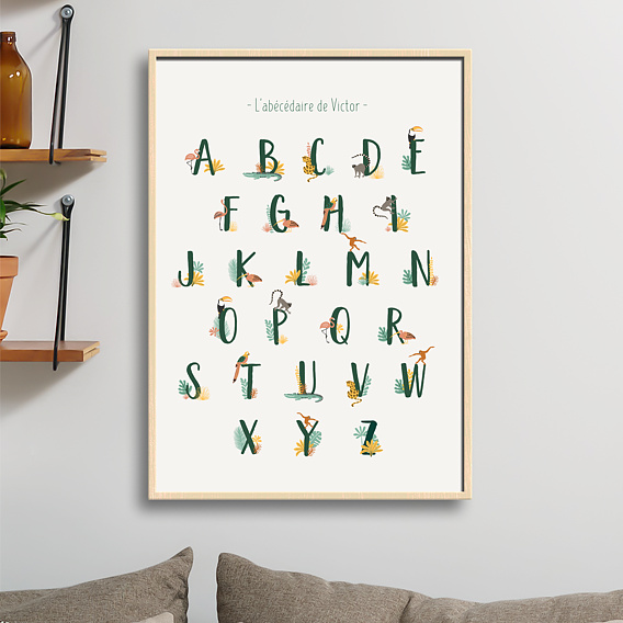 Affiche Naissance Alphabet Jungle