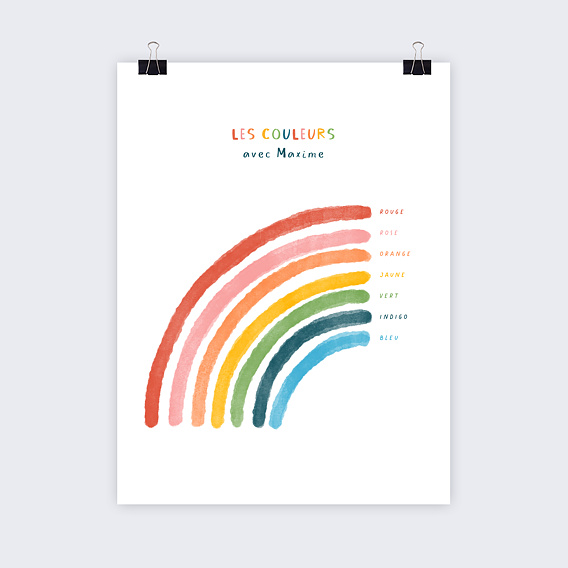 Affiche naissance Apprentissage Couleurs