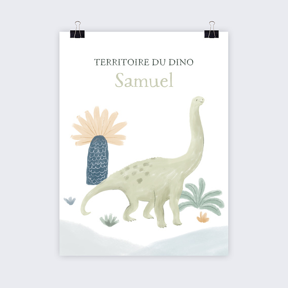 Affiche naissance Bébé Dinosaure