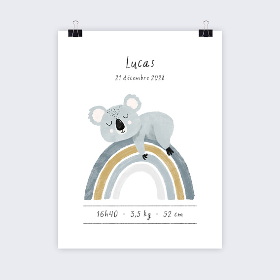 Affiche naissance koala