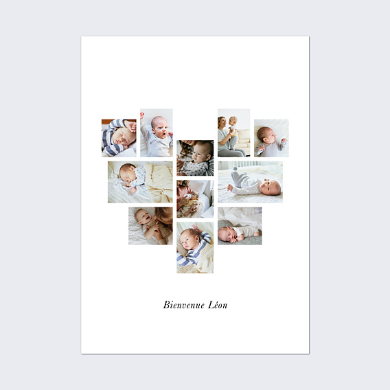 Affiche Naissance Pêle-mêle cœur