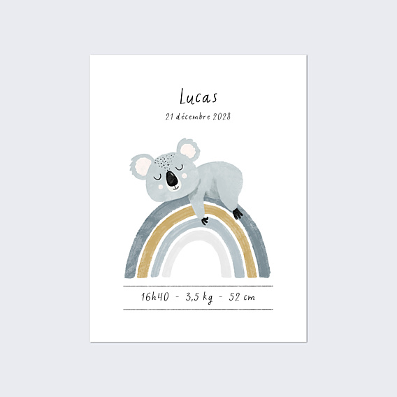 Affiche Naissance Koala