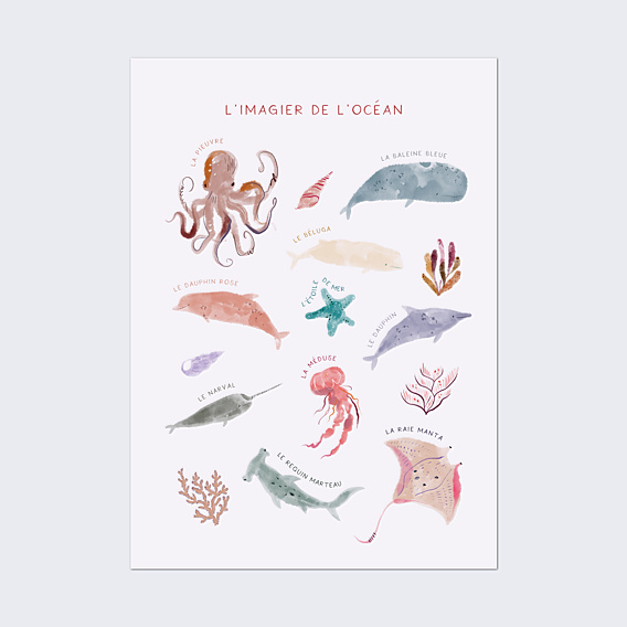 Affiche Naissance Imagier Océan