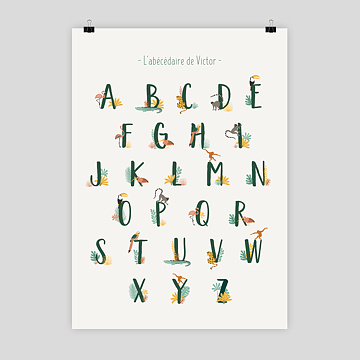 Affiche Naissance Alphabet Jungle