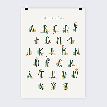 Affiche Naissance Alphabet Jungle