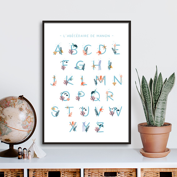 Affiche Naissance Alphabet Océan