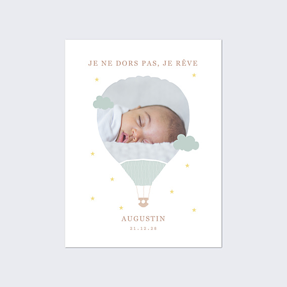 Affiche Naissance Montgolfière