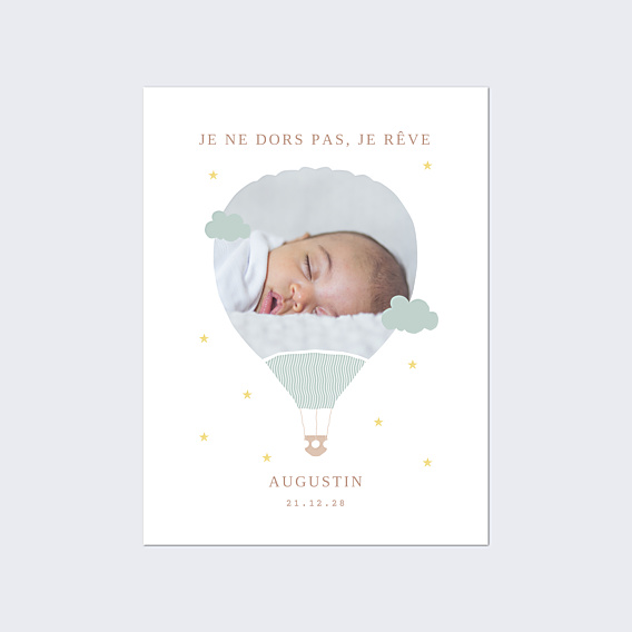 Affiche Naissance Montgolfière