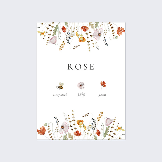 Affiche Naissance Fleurs des champs