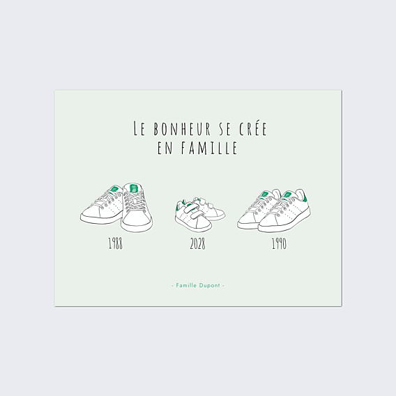 Affiche naissance Famille Basket 1 Enfant