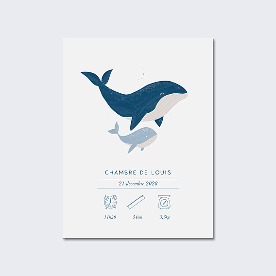 Affiche Naissance Pictogrammes Baleineau
