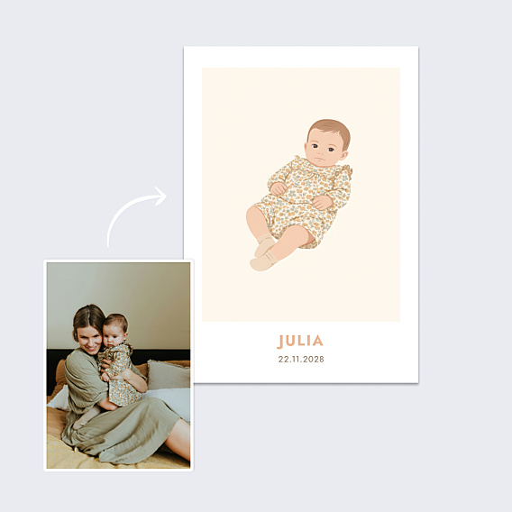 Affiche Naissance Bébé en illustration vectorielle