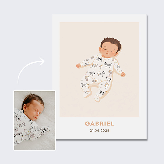 Affiche Naissance Bébé en illustration vectorielle