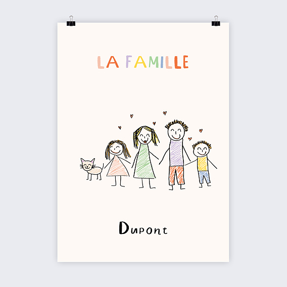 Affiche famille Famille dessinée Recto