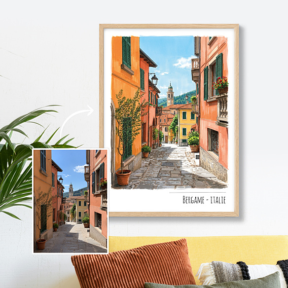 Affiche voyage Votre photo dessinée au feutre