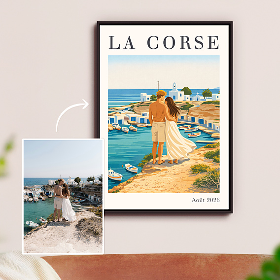 Affiche voyage Votre photo en illustration vintage