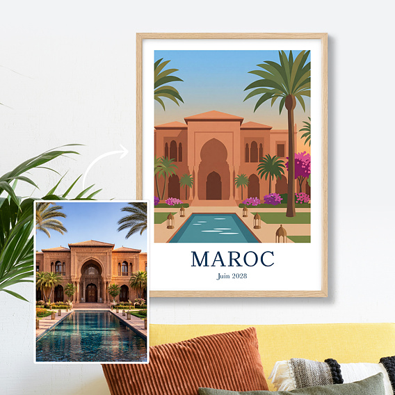 Affiche voyage Paysage en illustration minimaliste